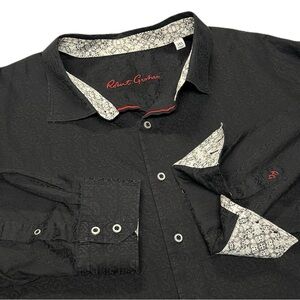 Robert Graham Long Sleeve Button Down Shirt 3XL Flip Cuff Black Paisley Luxe‎